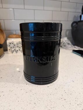 Black Ceramic Utensil Holder -